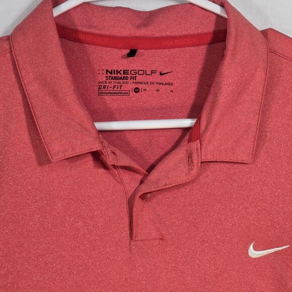 Nike Golf Dri Fit Polo Mens  Standard Fit Heathered Red Grey size Med Colorblock - Picture 2 of 14